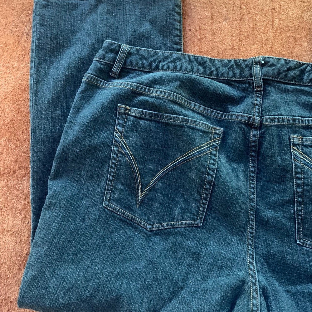Venezia Womens 7 Petite Stretch Bootcut Jeans Dark Wash Blue Denim Mid Rise - Picture 8 of 9